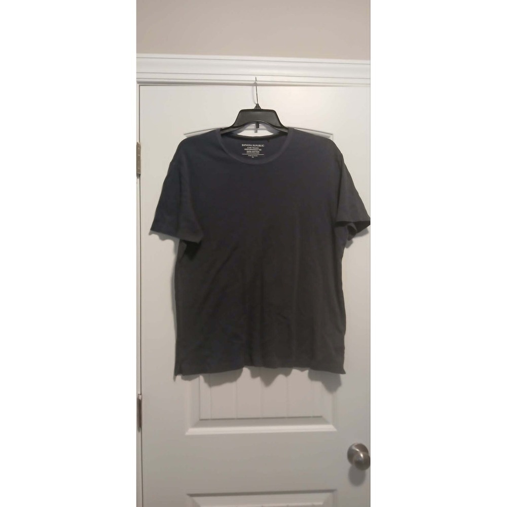 Banana Republic Luxe Touch Performance Tee Mens XXL Navy Blue Ribbed Cotton Tee
